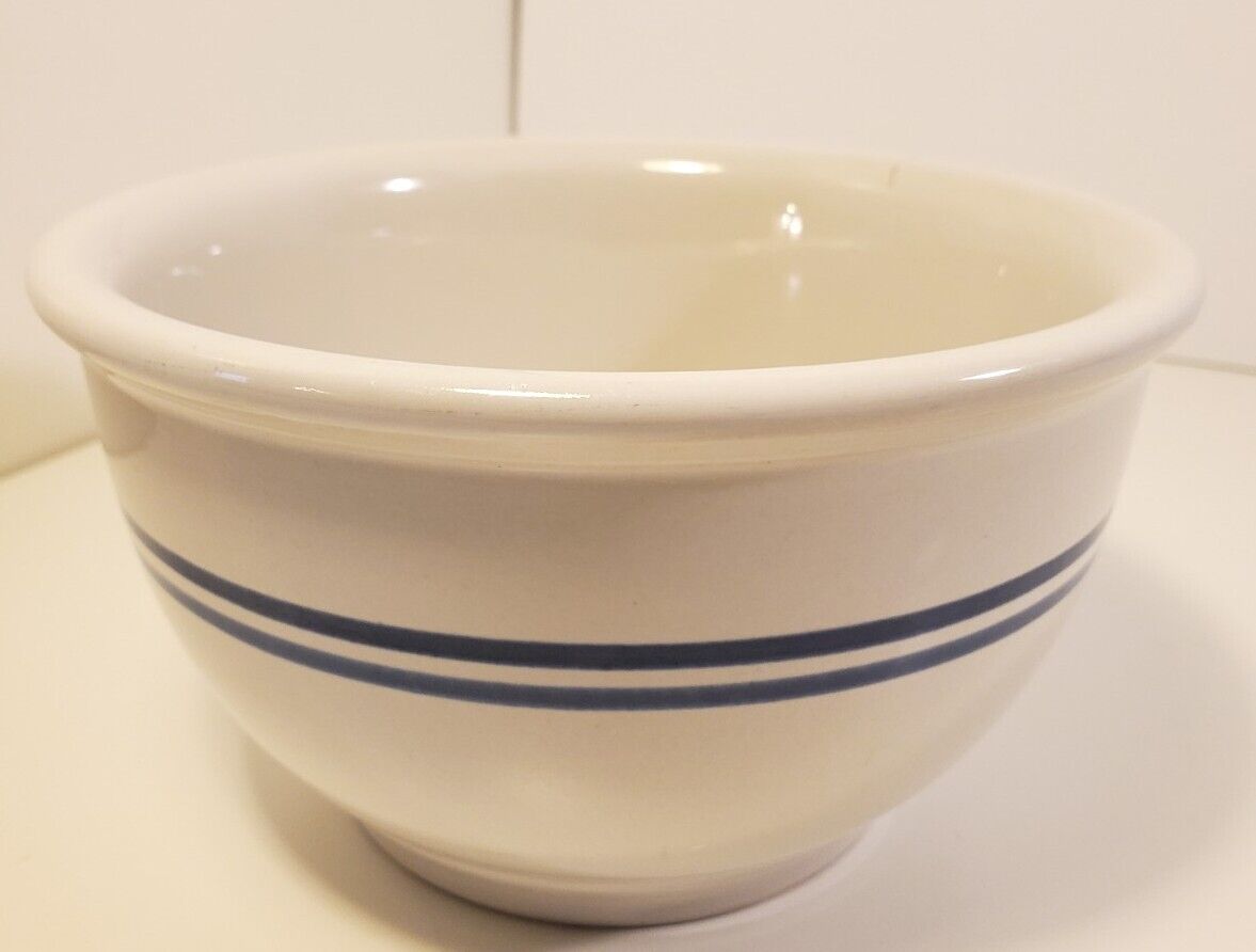 Vintage Gibson Heavy White With 2 Blue Stripes Mixing Bowl Small Serving Dish