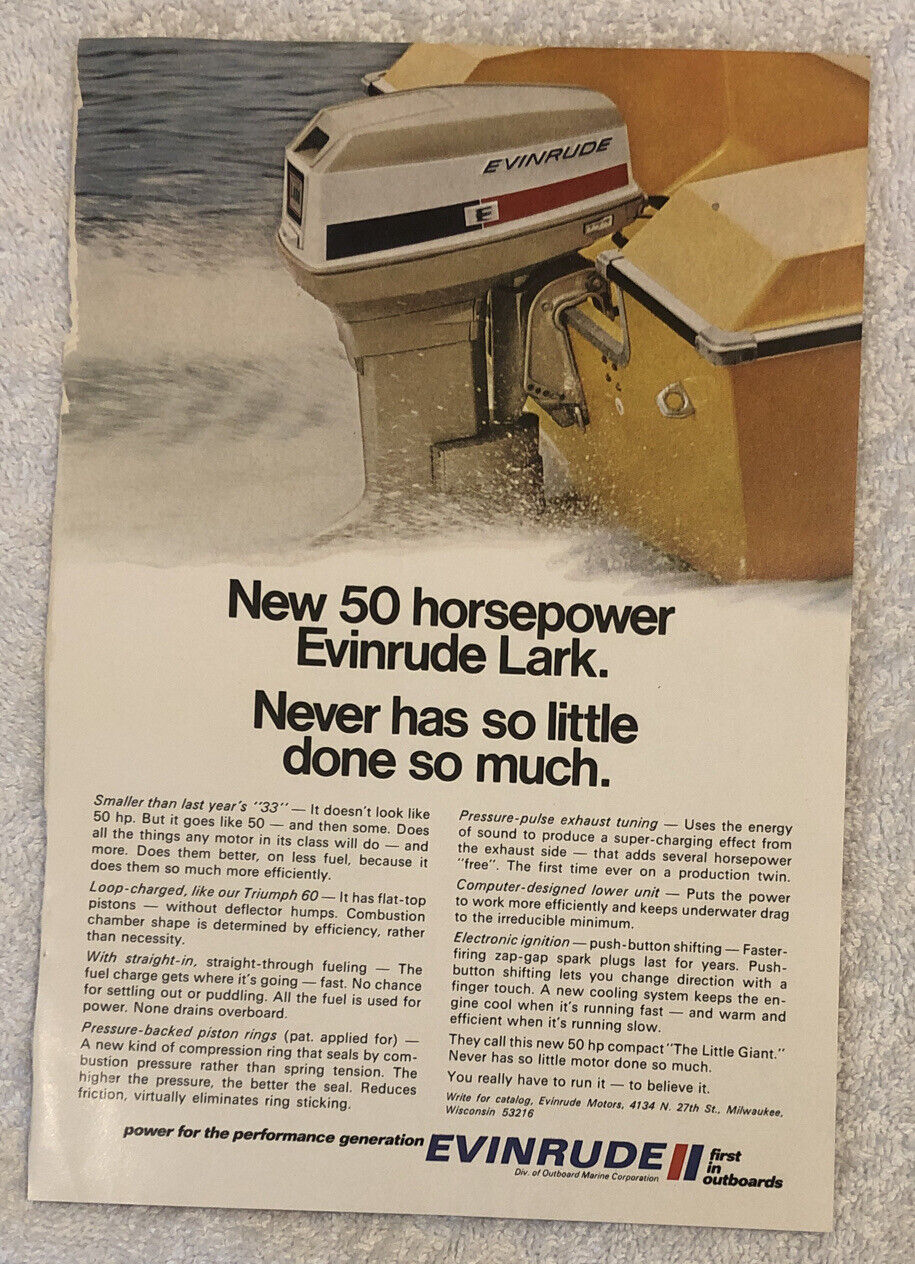 Vintage 1971 Evinrude Lark Ad - Full Page Advertisement