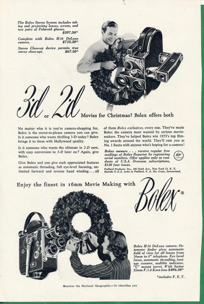 Magazine Ad - 1953 - BOLEX 16mm Movie Cameras