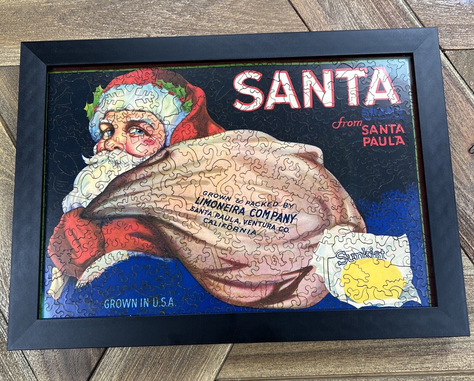 Santa From Santa Paula Ventura County CA Puzzle In Frame Christmas Decor Unique