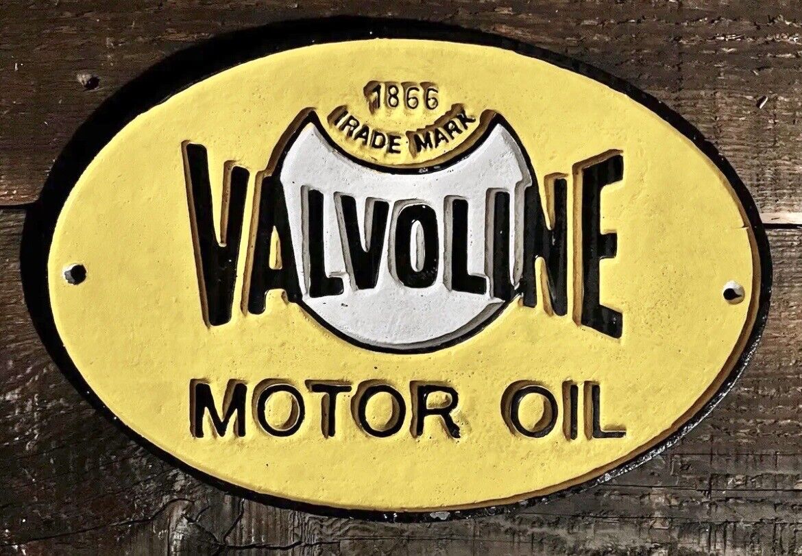 Valvoline Motor Oil 1866 Trade Mark Cast Iron Wall Sign, 8” x 11.5”