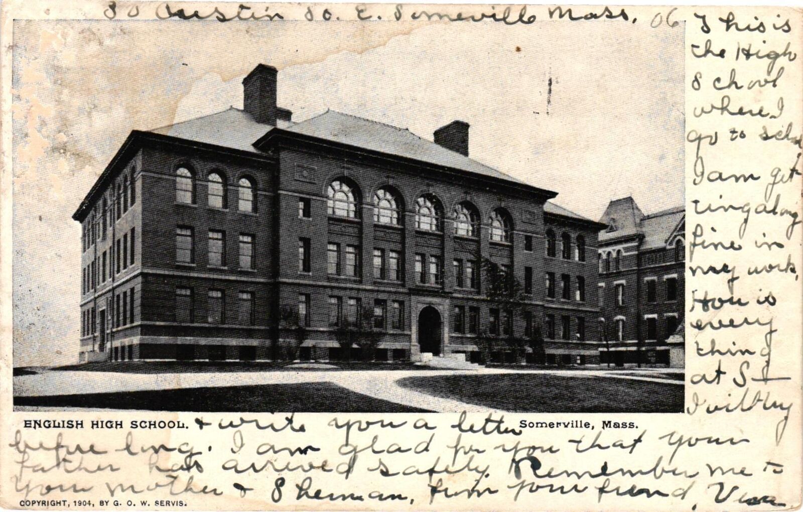 Vintage Postcard- English High School, Somerville, MA