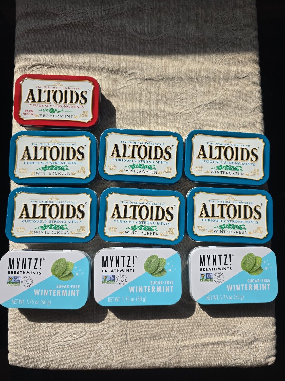 Lot Of 10 Assorted Empty Mint Tins, Altoids And Myntz