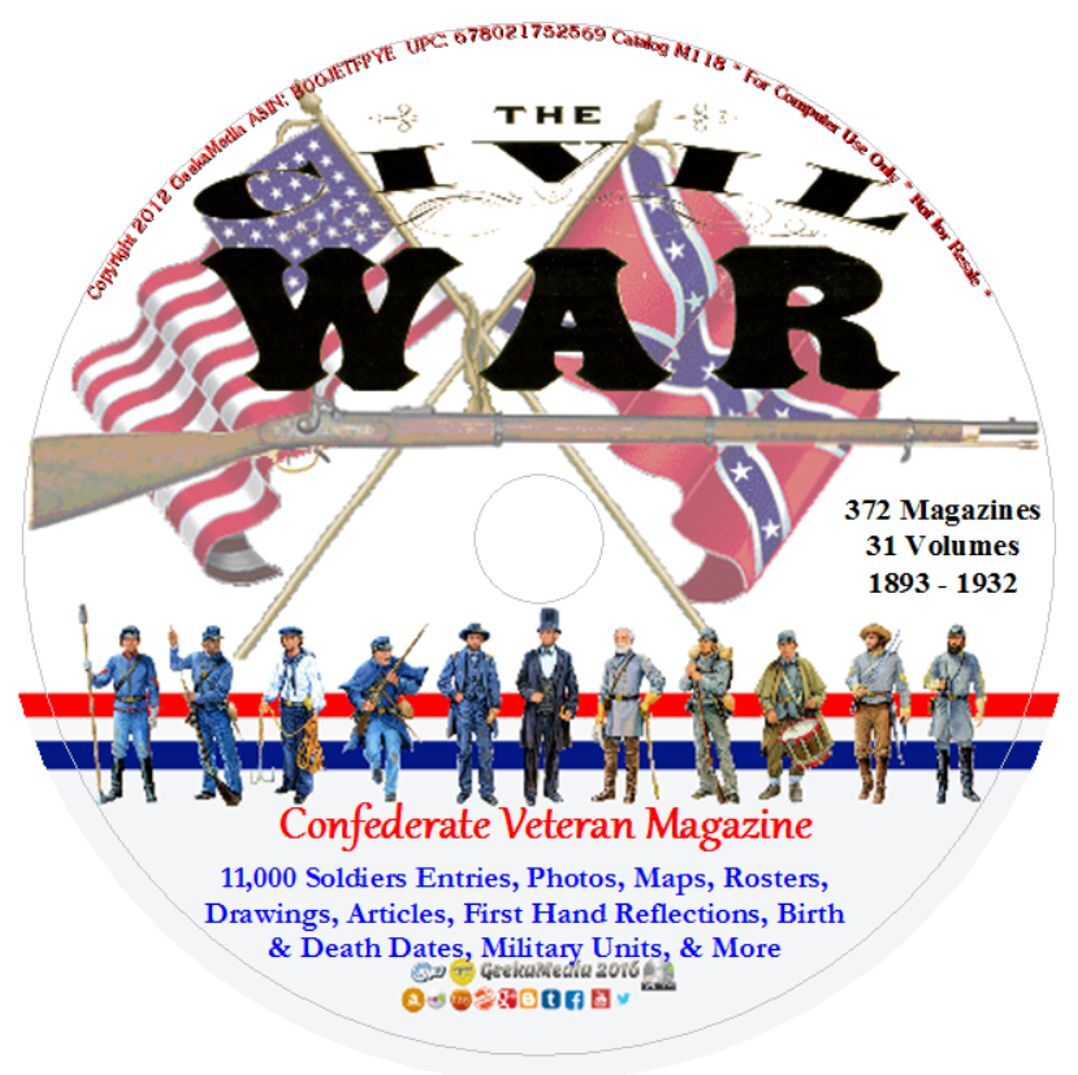 Confederate Veteran Magazine 372 dvd Civil War Soldiers Index Genealogy History