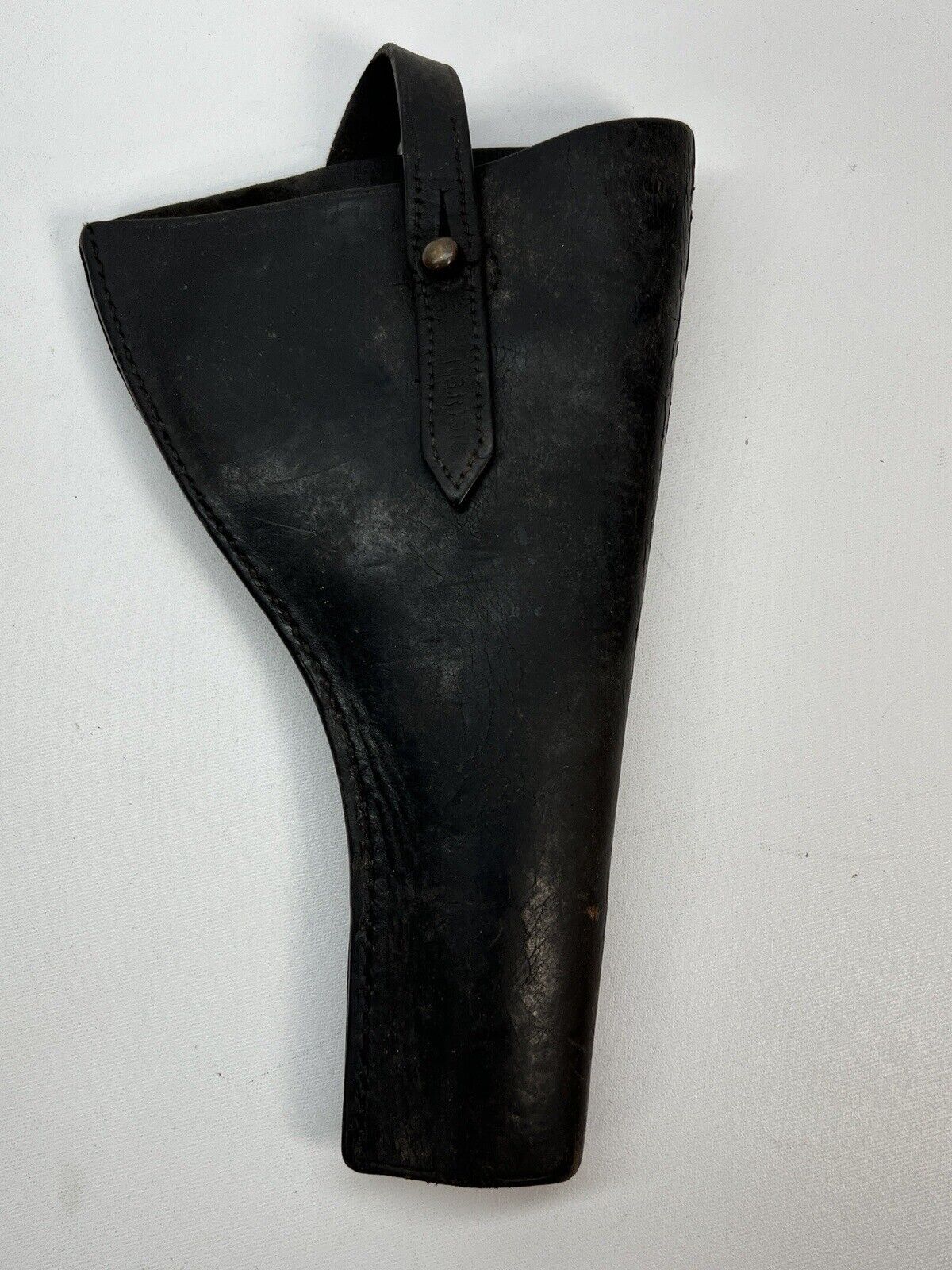 ORIGINAL 1916 WW1 BRITISH  P14 OPEN-TOP PISTOL HOLSTER, MODIFIED Black Leather