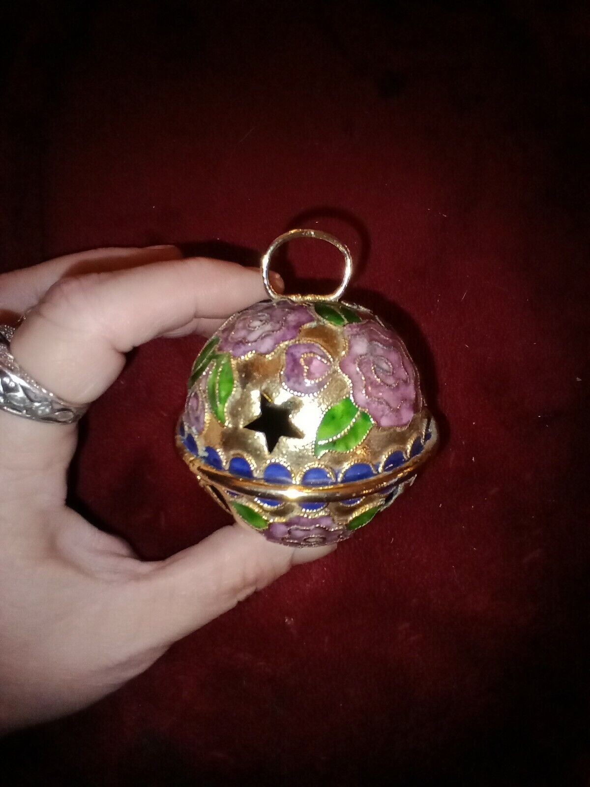 Beautiful Vintage Rare Gold Rose Embossed Bell