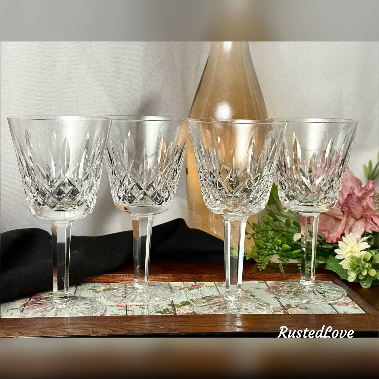 Waterford Crystal Lismore Claret Wine Glasses Elegant Crystal Vintage - Set 4 *