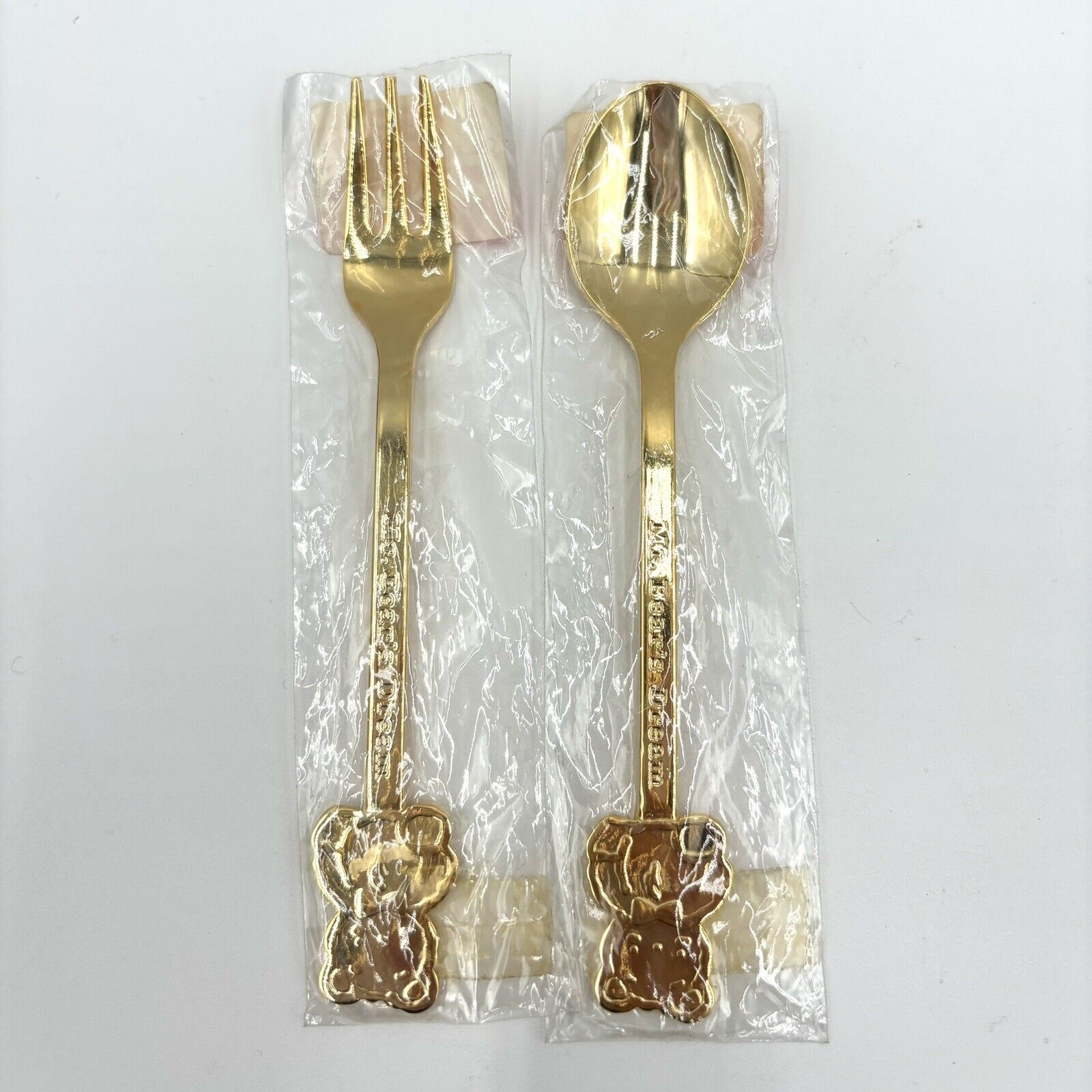 Vintage 1985 Sanrio Mr Bear\'s Dream Stainless Steel Spoon And Fork Set. Japan