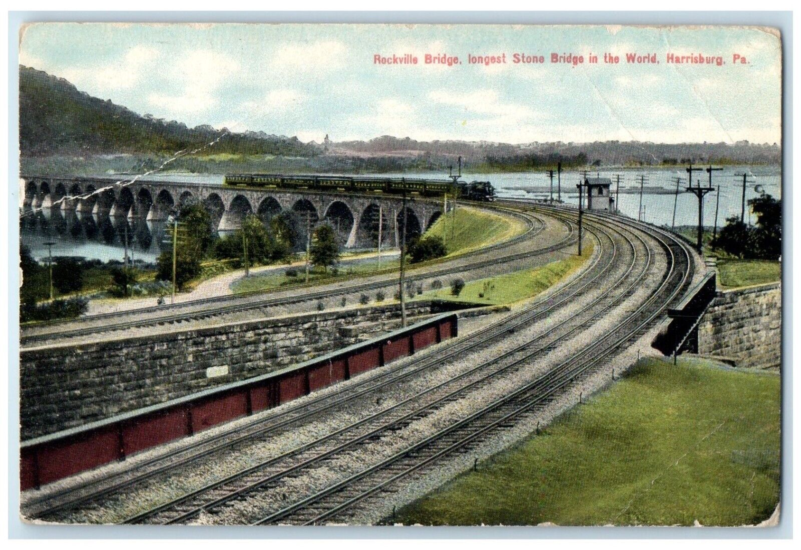 c1910 Rockville Bridge Stone Bridge World Harrisburg Pennsylvania PA Postcard