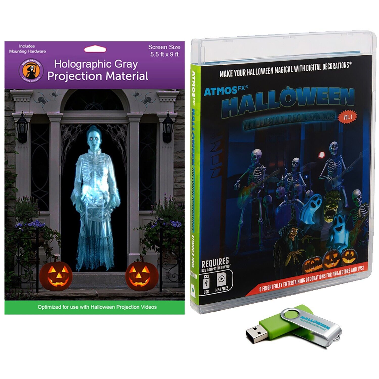 AtmosFX Halloween Hollusion Digital Decoration Kit - Videos & Screen Included