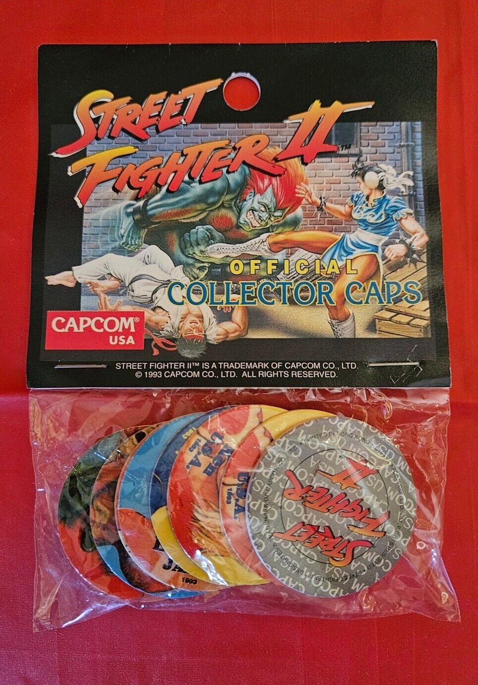 Rare 1993 Street Fighter 2 Collector Caps Pack - Sealed Pogs - Capcom SNES Sega