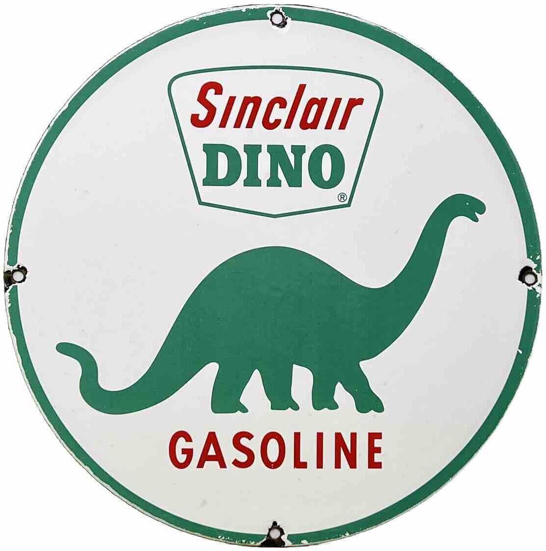 VINTAGE SINCLAIR GASOLINE PORCELAIN SIGN DEALERSHIP GAS STATION DINO MOTOR OIL