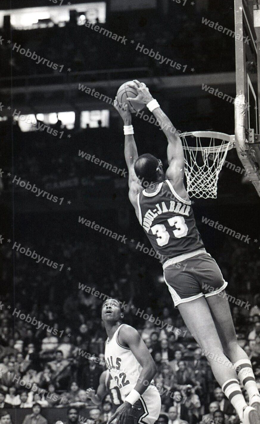 KAREEM ABDUL-JABBAR Dunking LA Lakers 1983 NBA Original 35mm B/W Negative