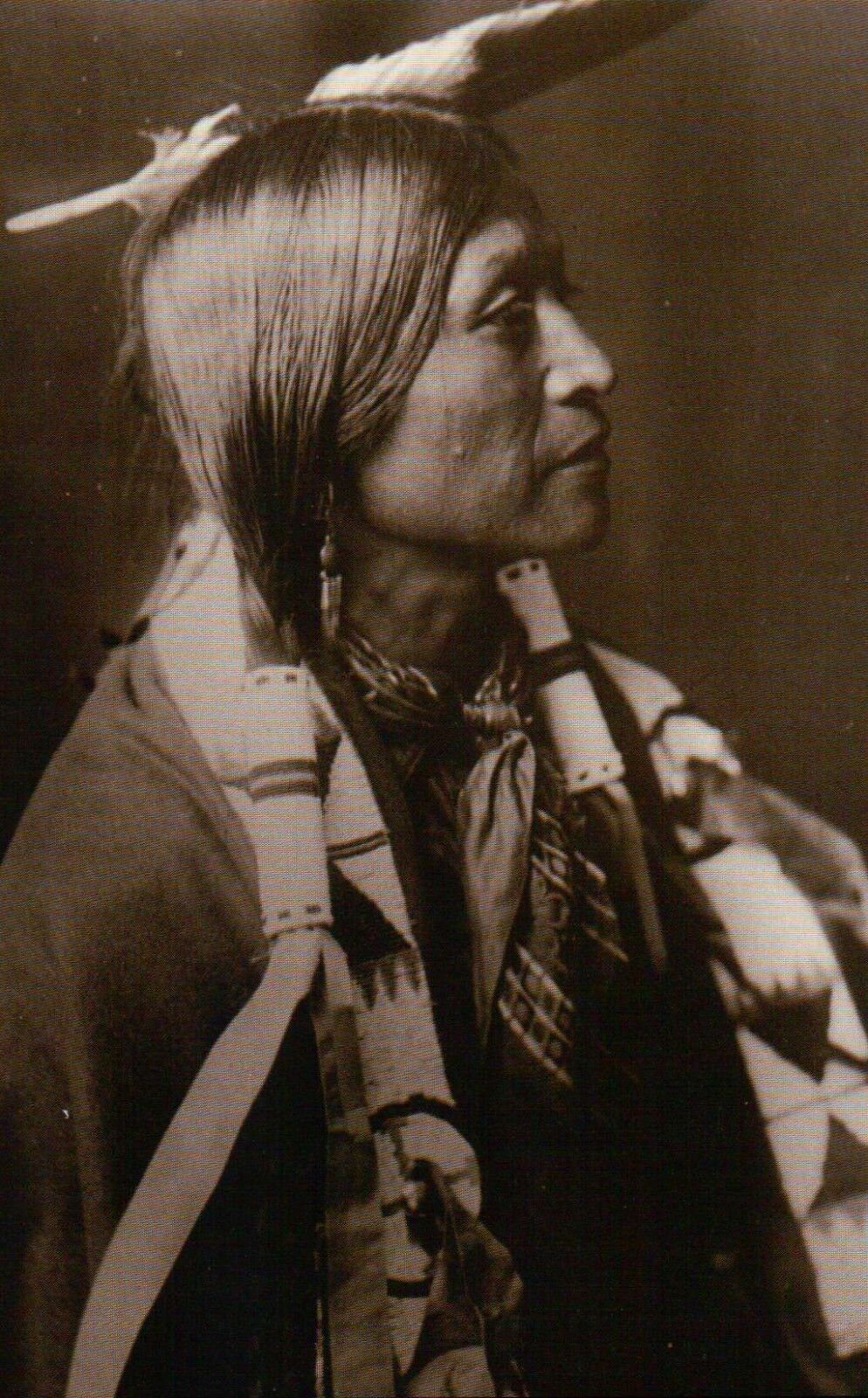 Young Jicarilla Apache Indian Native American, Picture by Edward Curtis Postcard