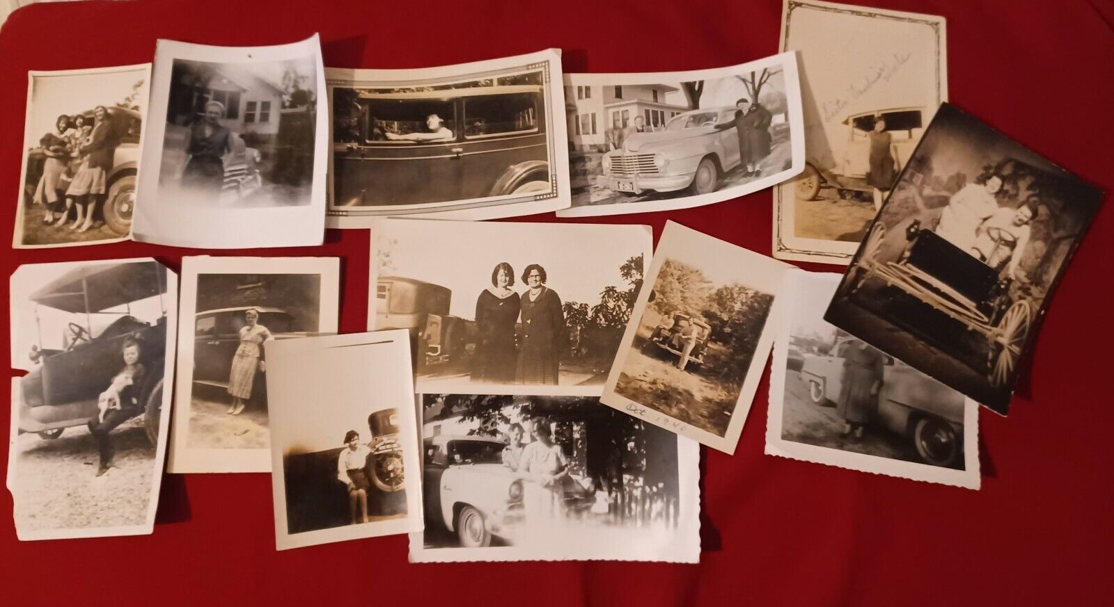 Lot of 12 Vintage Old Photos of People and Cars Mixed Eras