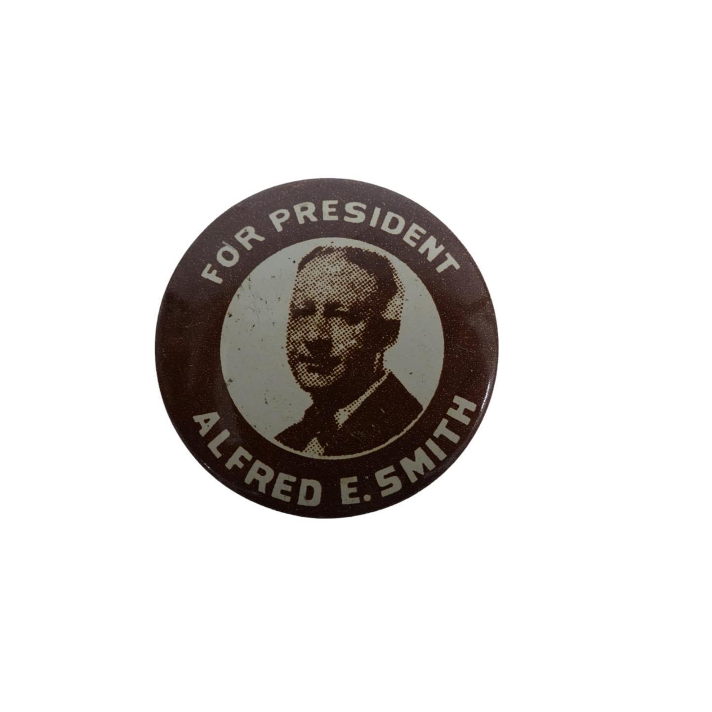 1928 Alfred E. Smith For President Tin Lithograph Photo Political Pinback Button