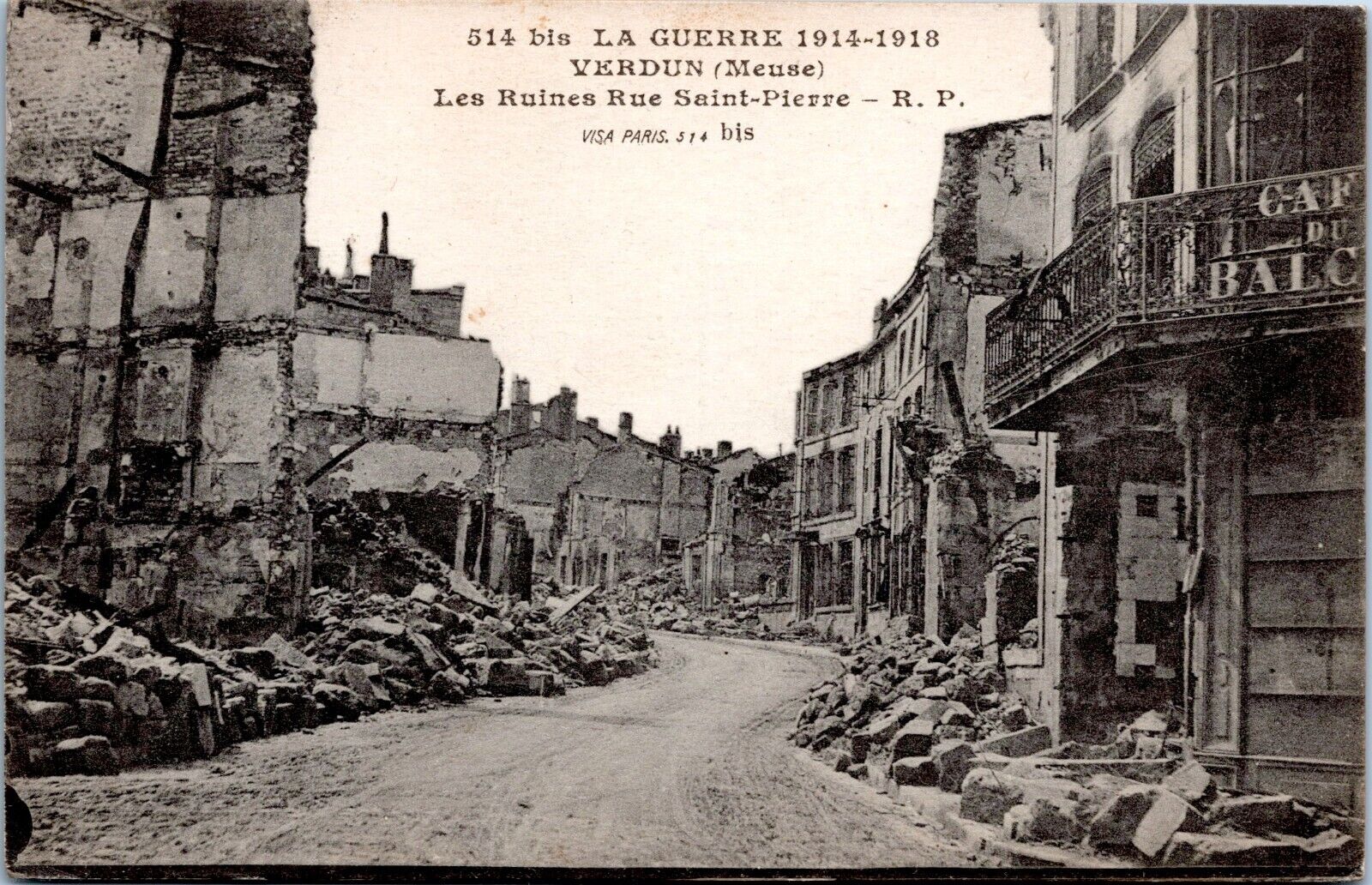 1919 RPPC Ruins Rue Saint Pierre, Verdun France Photo Postcard- WWI Soldier Mail