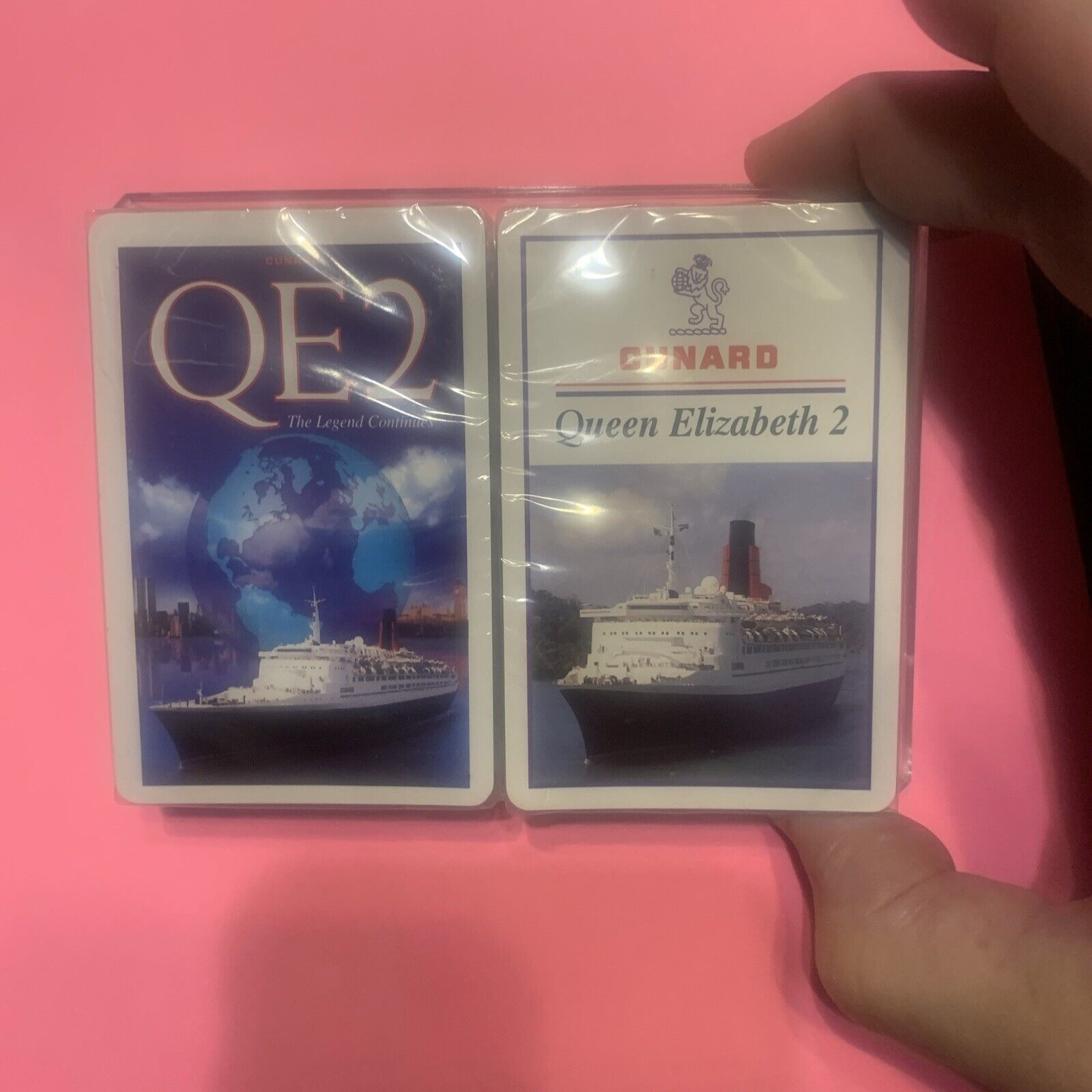 Cunard Line Queen Elizabeth 2 Playing Cards.SmokeFreeWeed Free Pet FreeNew