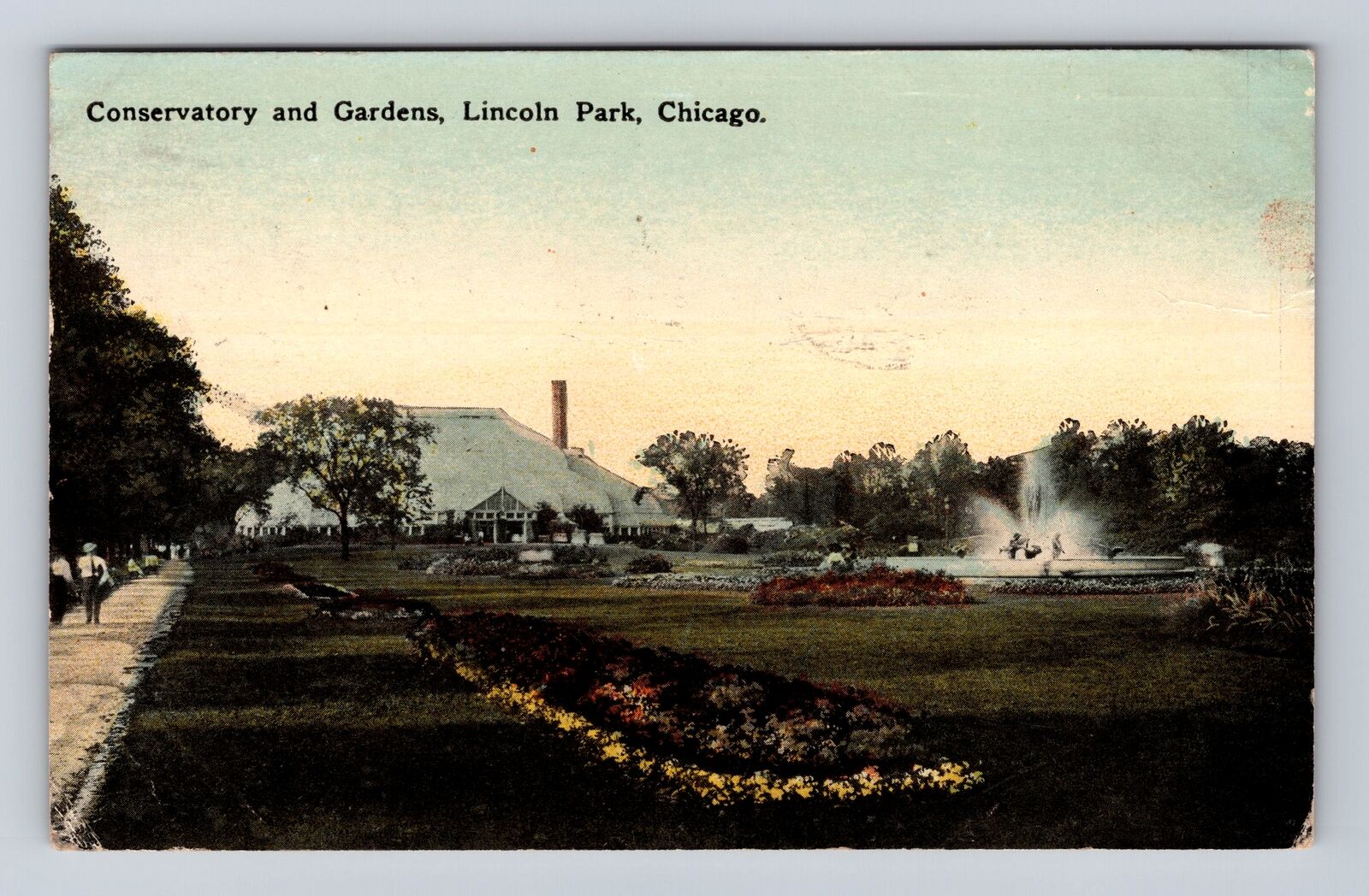 Chicago IL-Illinois Conservatory & Gardens, Lincoln Park, Vintage c1915 Postcard