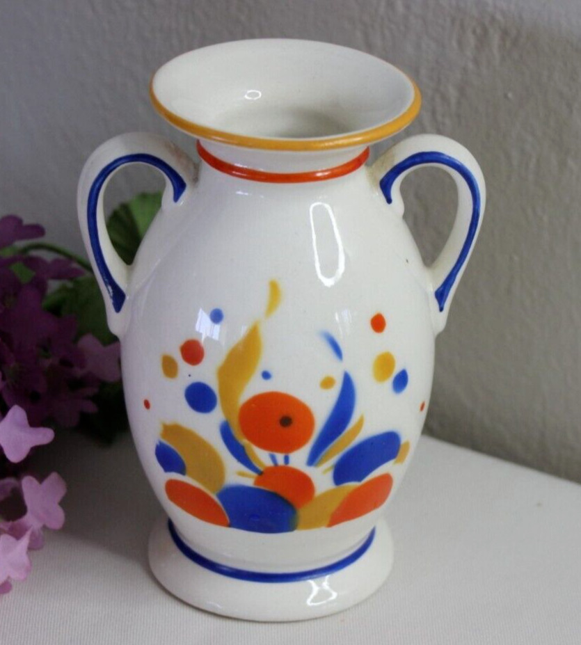 VTG Czech Hand Painted Ceramic Bud Flower Vase Urn