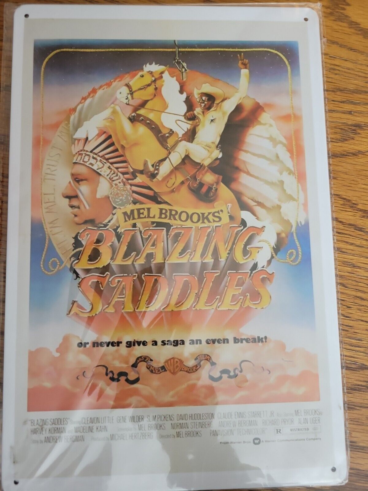 Blazing Saddles movie poster tin sign reproduction 12 x 8 inch Mancave Movie Rm