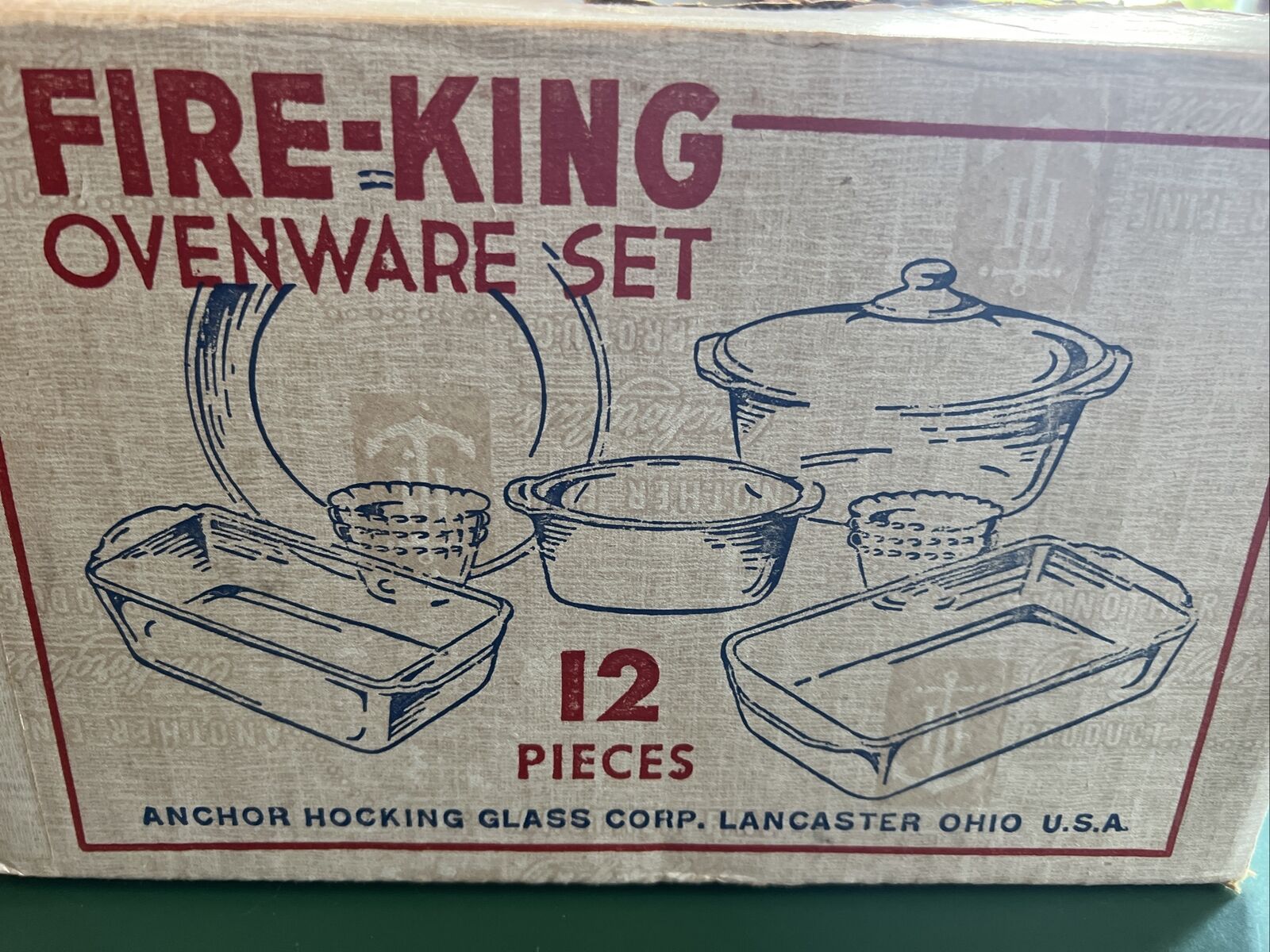 Vintage 12 Piece Fire King Ovenware Baking Set Mint In Original Box