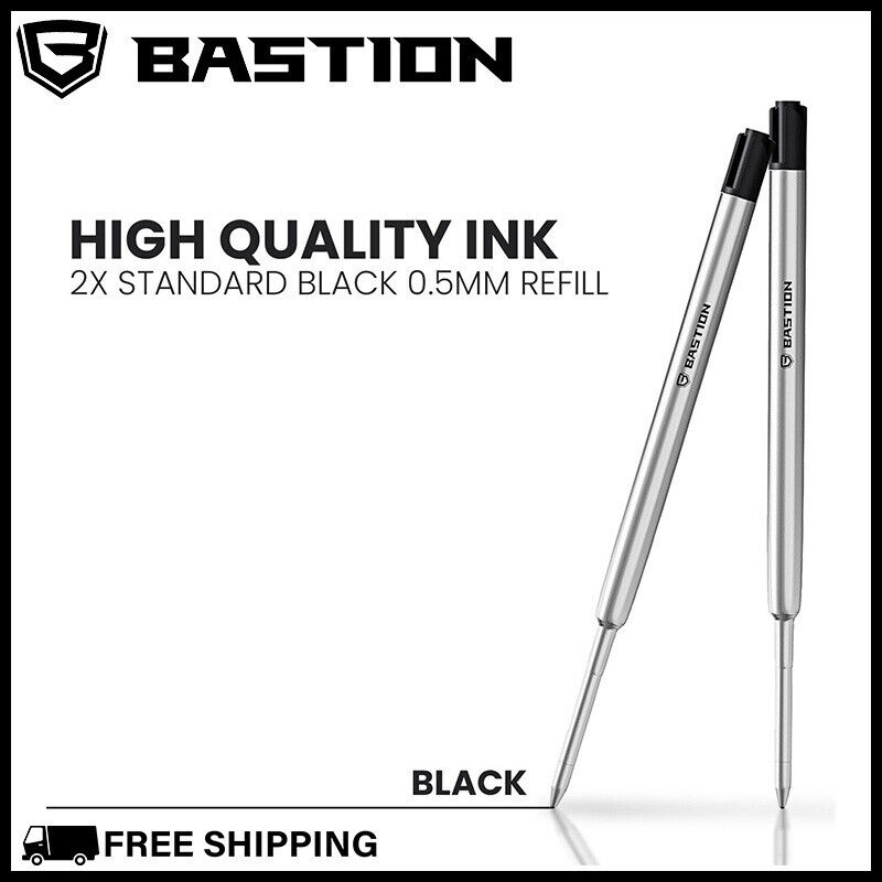 BASTION PENS INK REFILL REPLACEMENT CARTRIDGE Bolt Action Pen Fine Tip Black 2X
