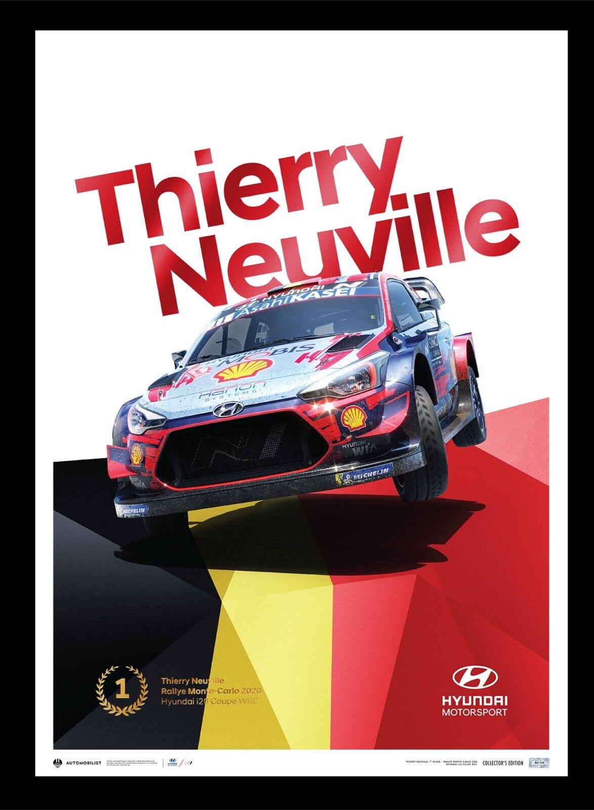 Rallye Monte Carlo 2020 Thierry Neuville Hyundai Emboss Art Print Poster LE 500
