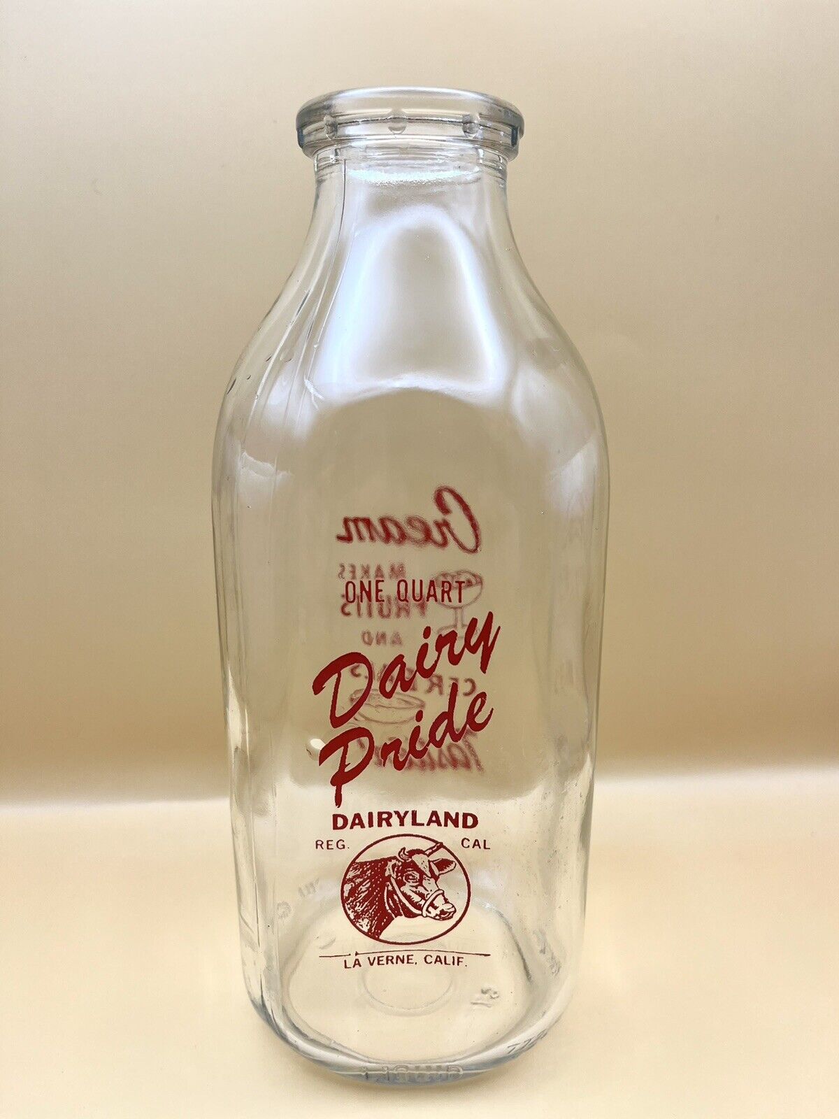 Vintage Glass Milk Bottle Dairy Pride La Verne CA