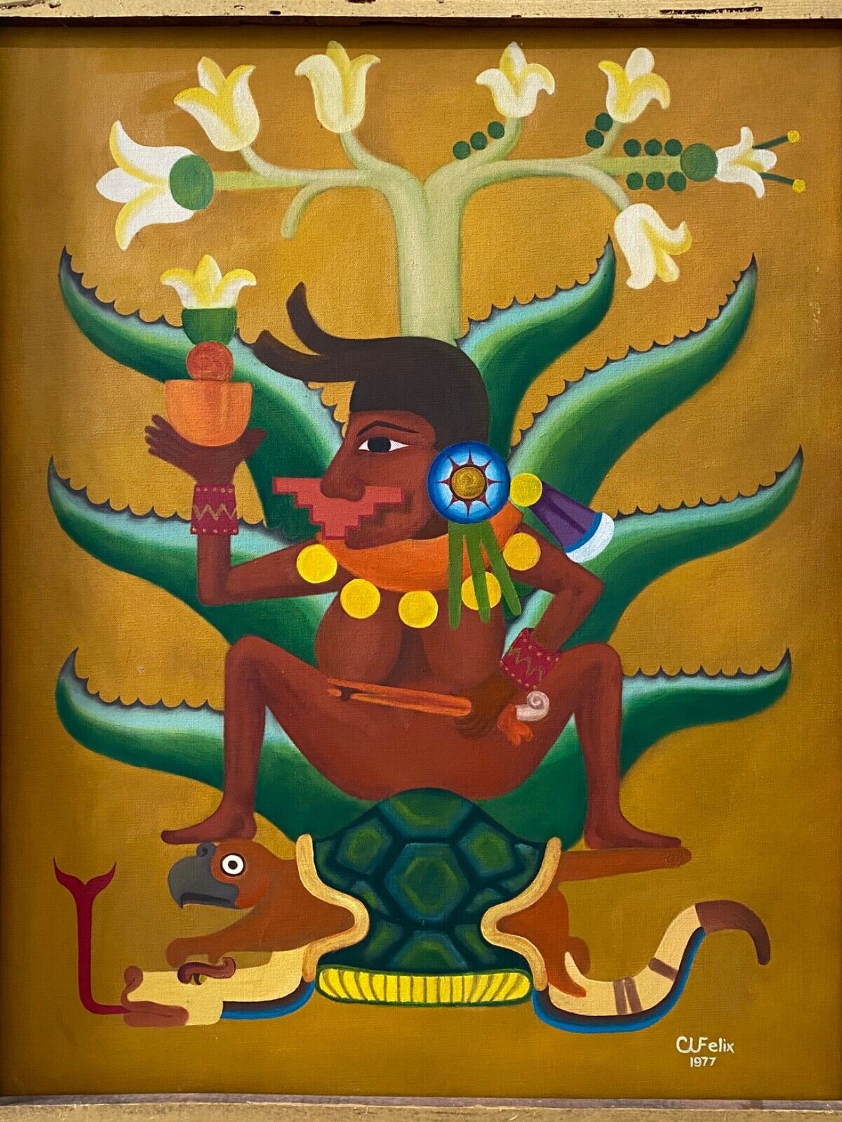 🔥 Important Mexican Chicano Modern Mural Oil Painting, Charles Felix 1977