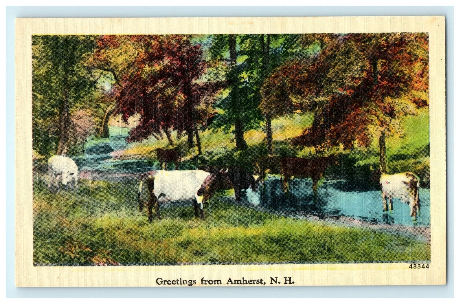 1911 Greetings from Amherst, Hillsborough County, New Hampshire NH Postcard