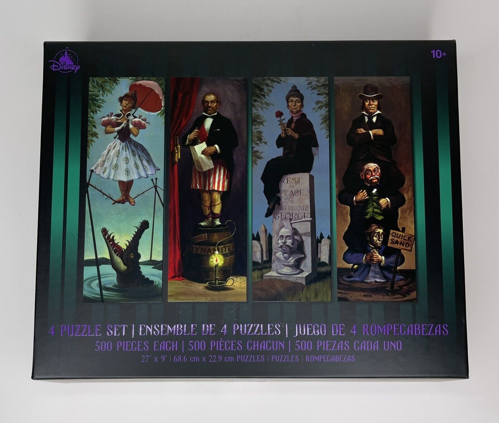 Disney Parks The Haunted Mansion 4 Puzzle Set Stretching Room Portrait 500pc NEW