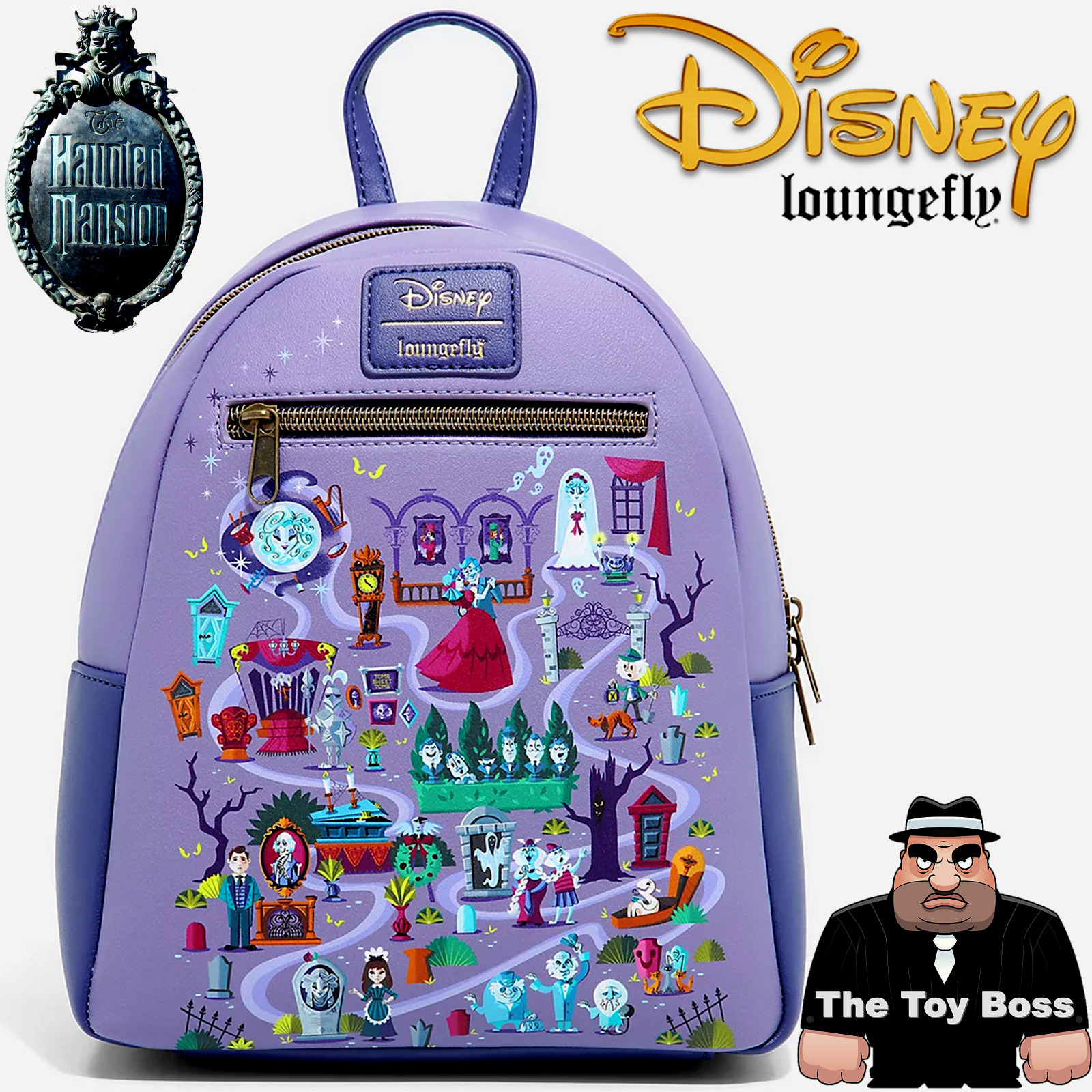 🔥Loungefly Disney The Haunted Mansion Mini Backpack Bag Purse Map NWT