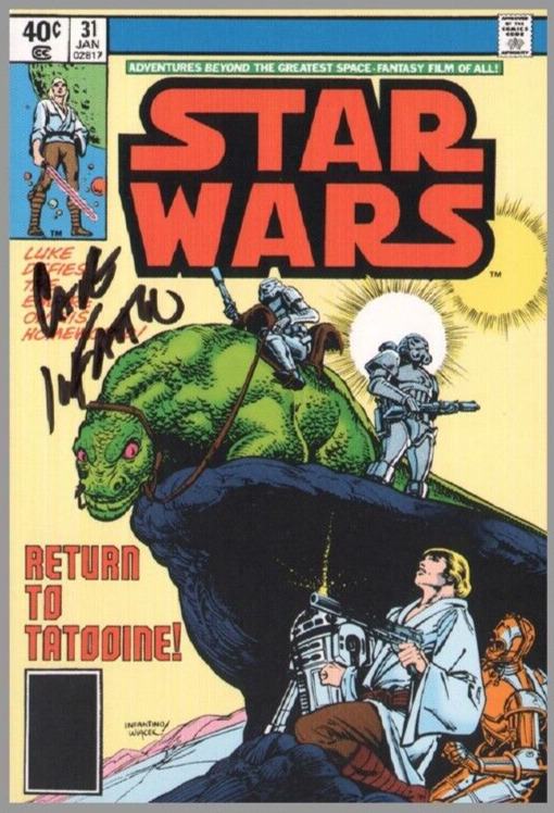 Carmine Infantino Signed Marvel Star Wars #31 Comic Art Post Card ~ Luke C3PO R2