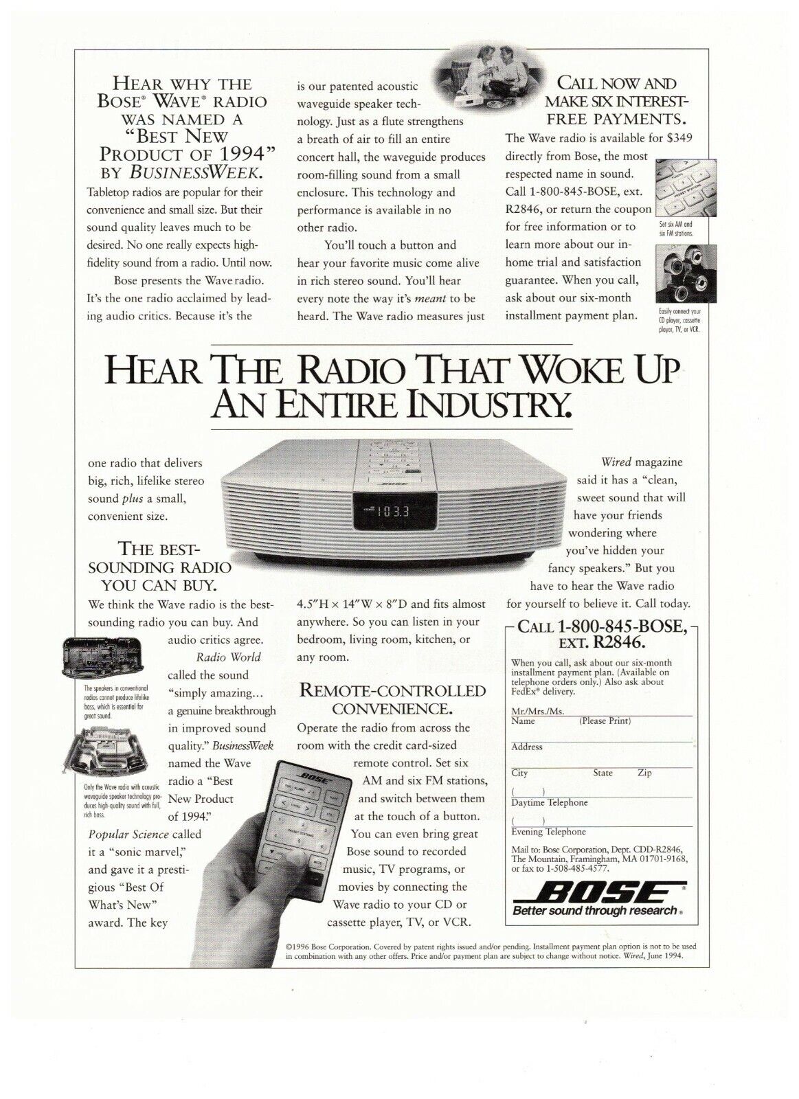 1997 Bose Wave Radio Woke Up An Industry Vintage Print Advertisement