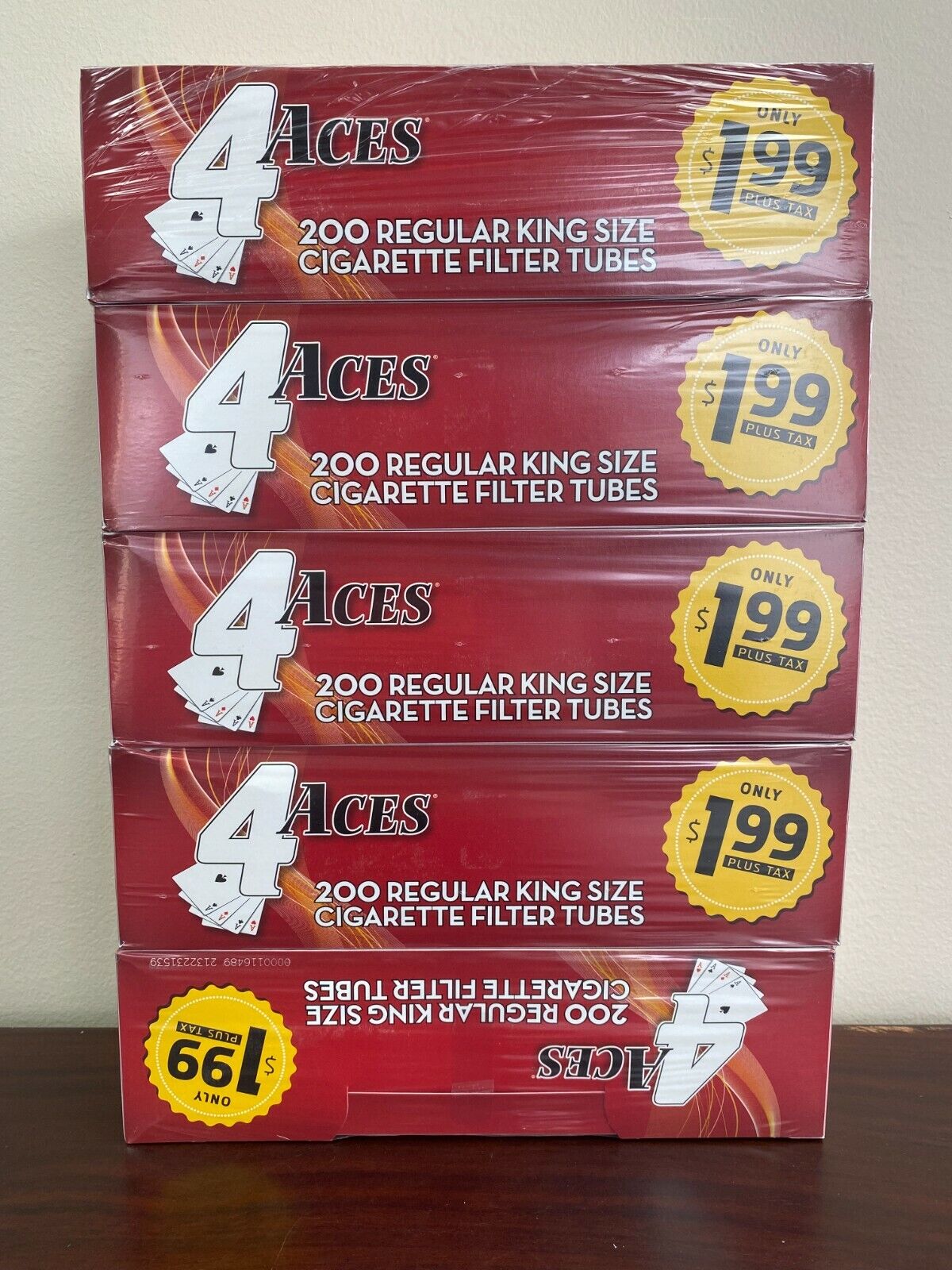 4 Aces Regular King Size RYO Cigarette Tubes 200ct Box (5 Boxes)