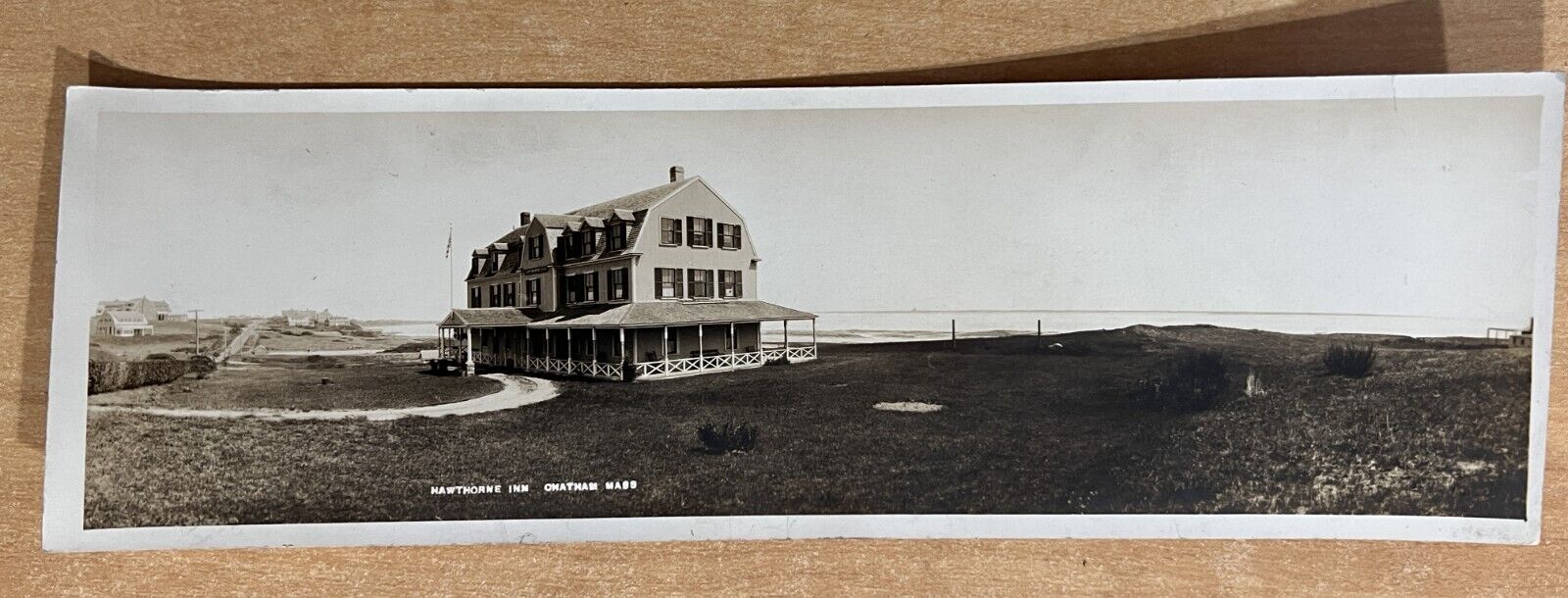 Panoramic Photo Postcard Hawthorne Inn CHATHAM MA 1920\'s Beachfront Homes Beach