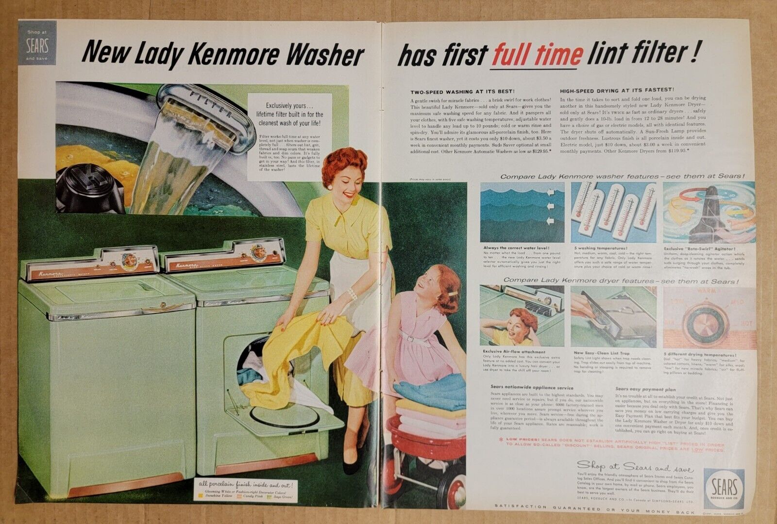 SEXIST Nostalgic Vintage 1950's 1957 Print Ad Lady Kenmore Washing Machine
