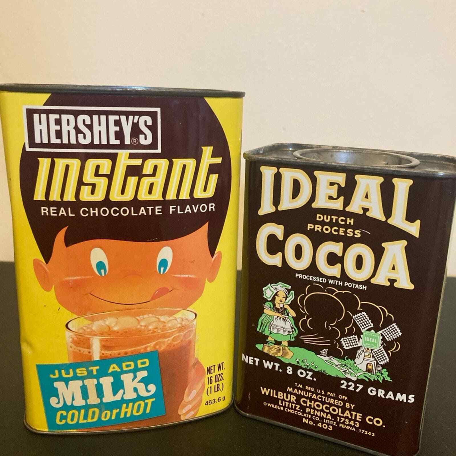 Vintage Hershey’s Instant and Ideal Cocoa Containers