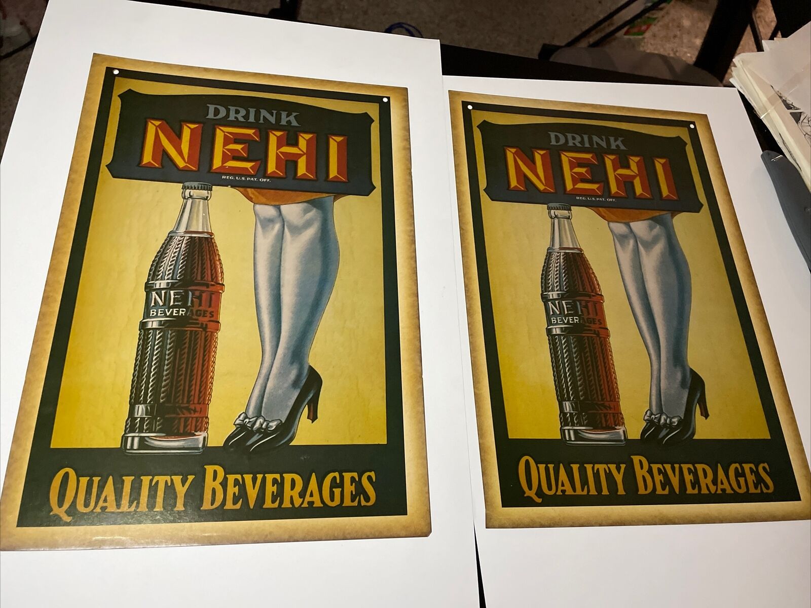 NEHI BEVERAGES Advertising Sign Soda 1920-1930s Antique Vintage Gas Oil  R1