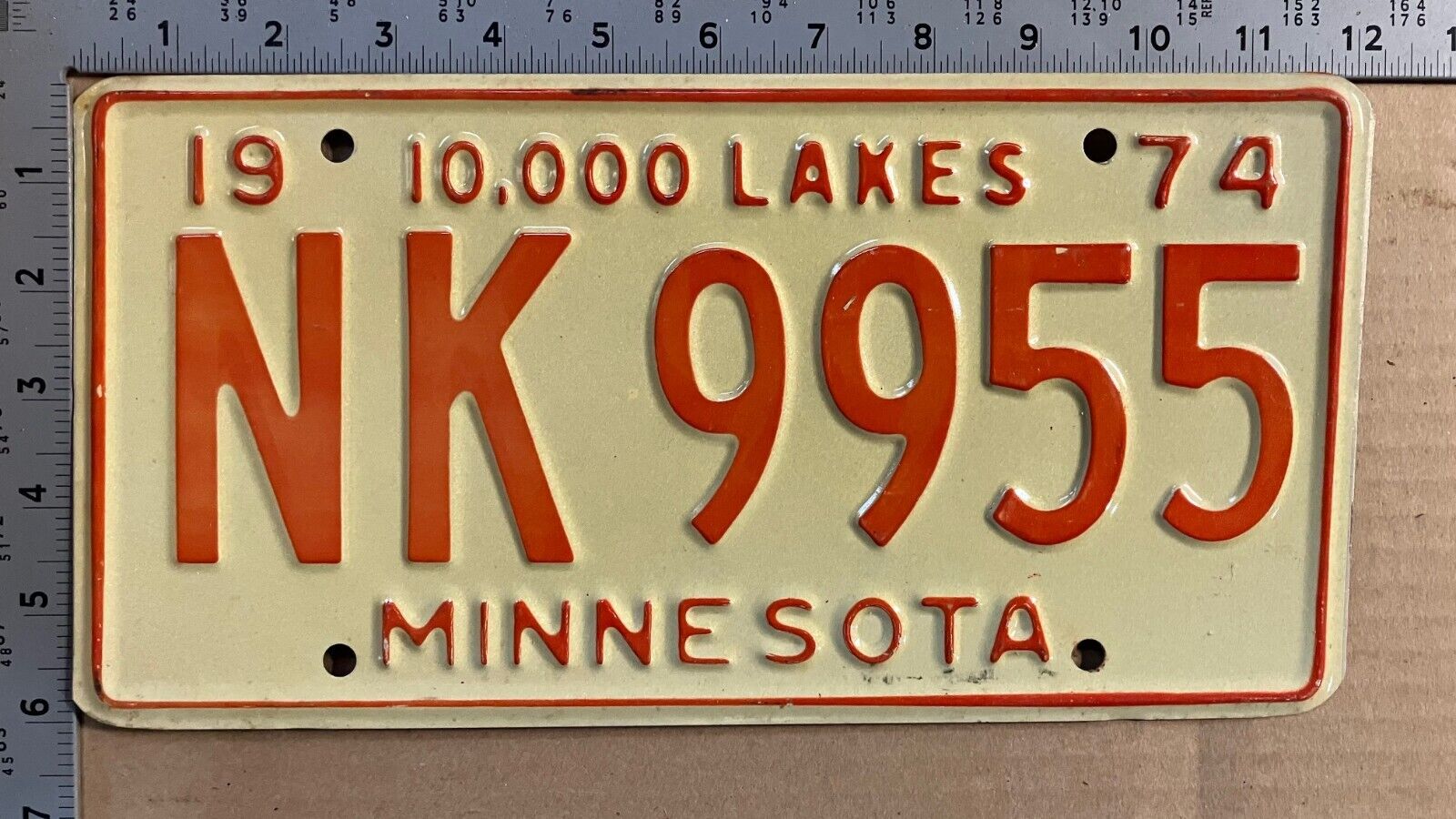 Minnesota 1974 license plate NK 9955 YOM Ford Chevy Dodge 1876