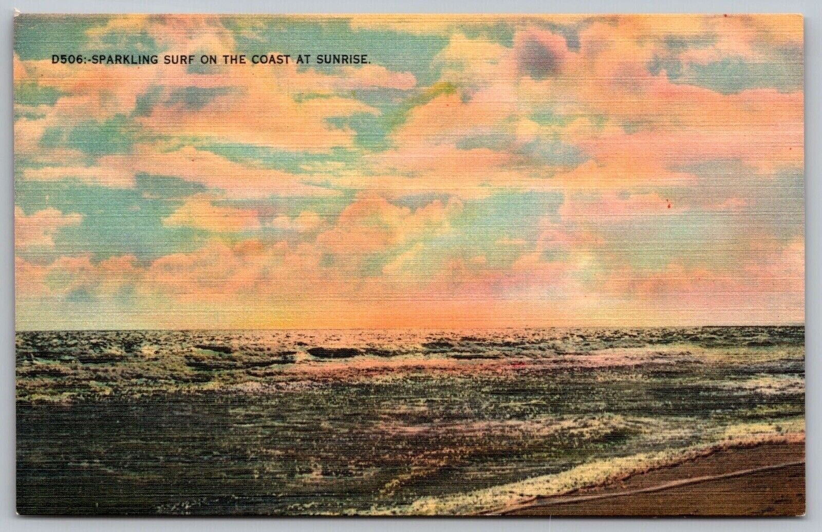 Sparkling Surf Coast Sunrise Linen PC UNP VTG Unused Vintage