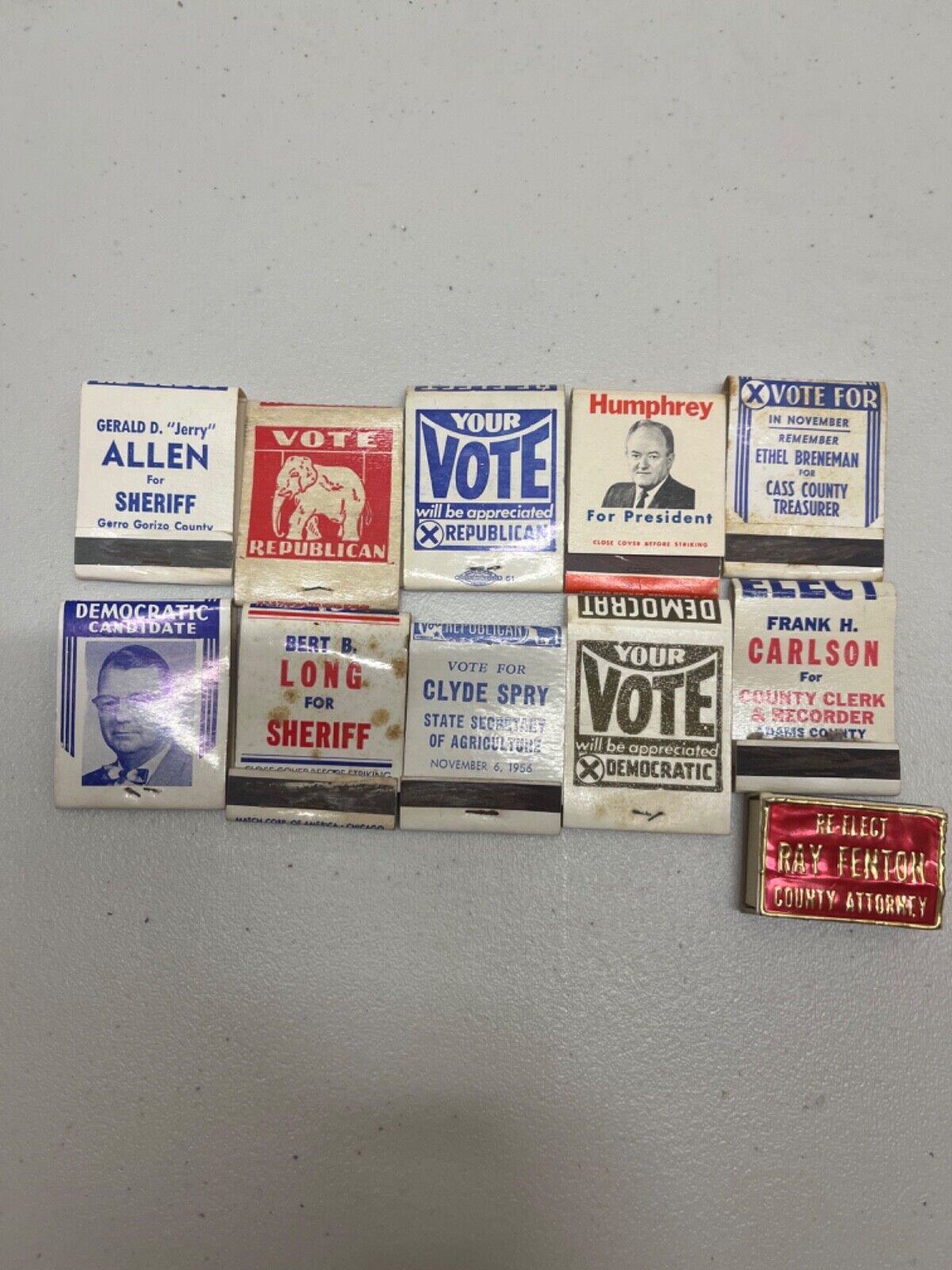 Lot of 11 Vintage Matchbook Covers Political 
