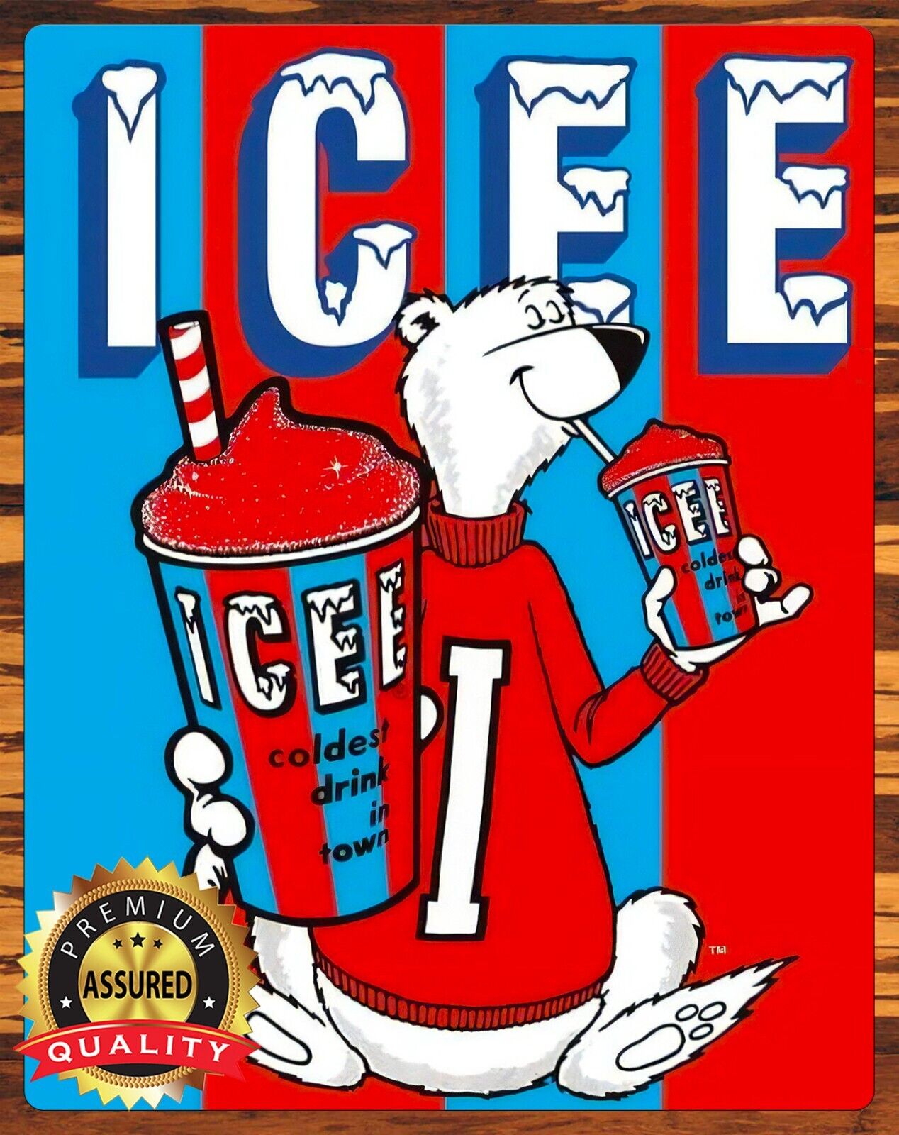 ICEE - Coldest Drink In Town - Polar Bear - Metal Sign 11 x 14