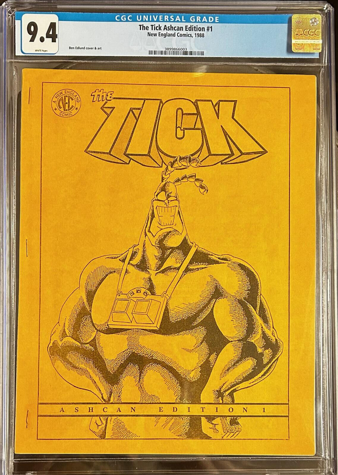 The Tick Ashcan Edition #1 NEC 1988 Gold Cover CGC 9.4 White Pages SUPER RARE