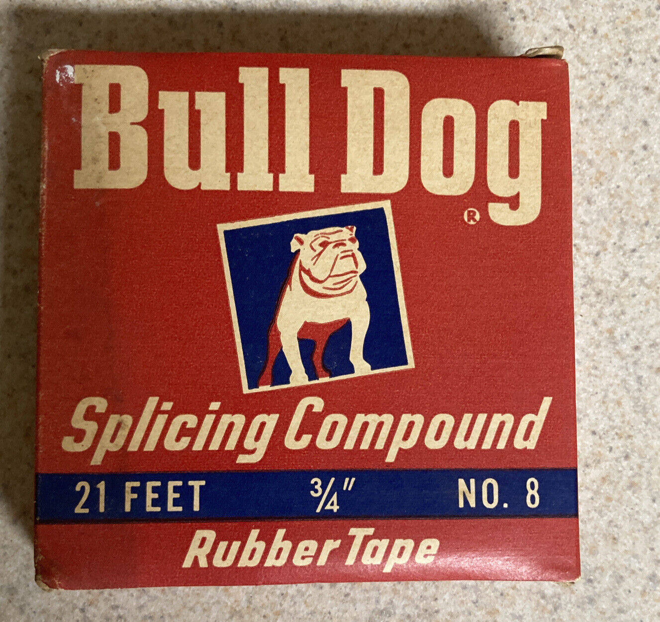 Vintage Bulldog Splicing Compound Rubber Tape 21 FEET 3/4” No. 8  Original NOS