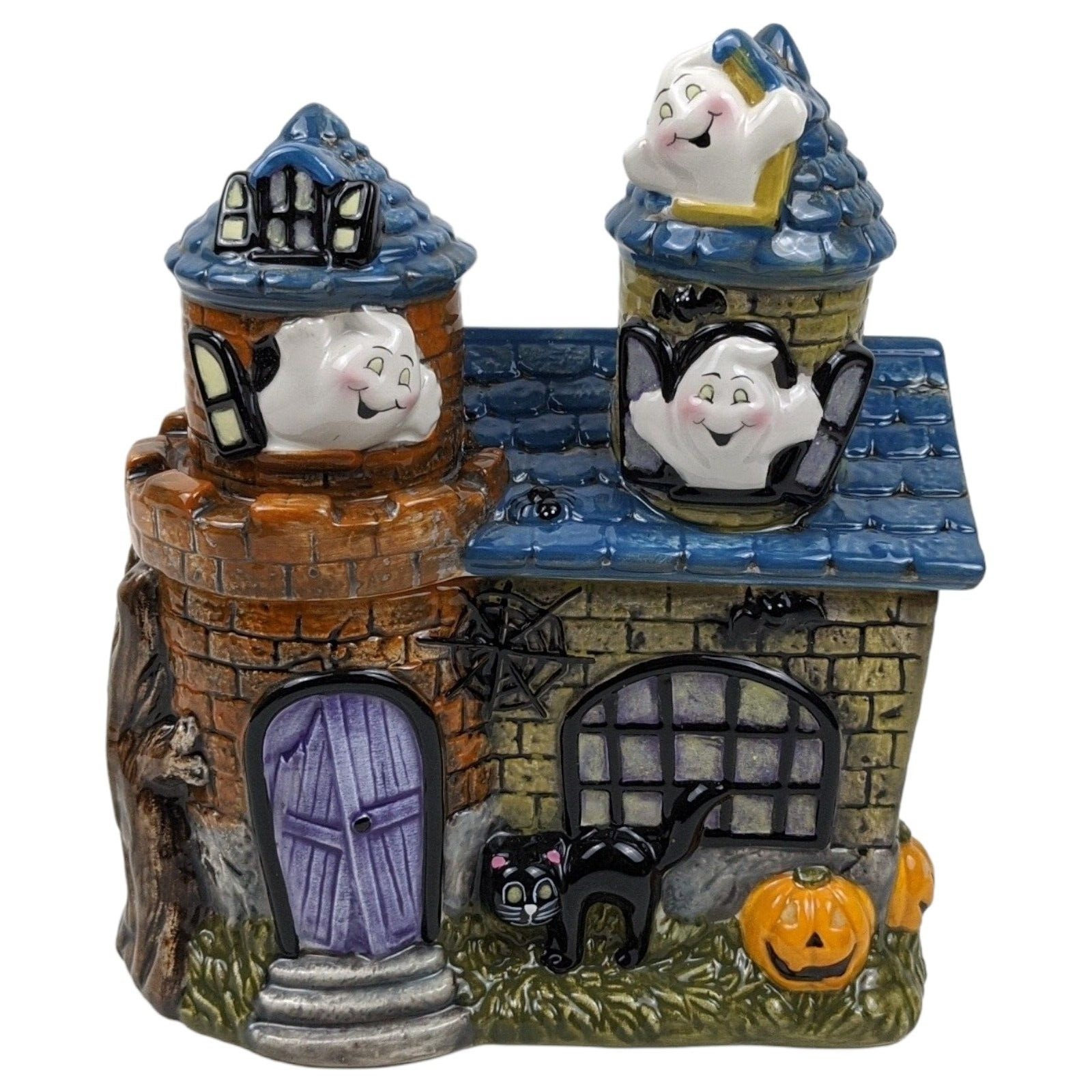 VTG David's Haunted House Cookie Jar Halloween Ghost Witch Pumpkin Cat ~ RARE