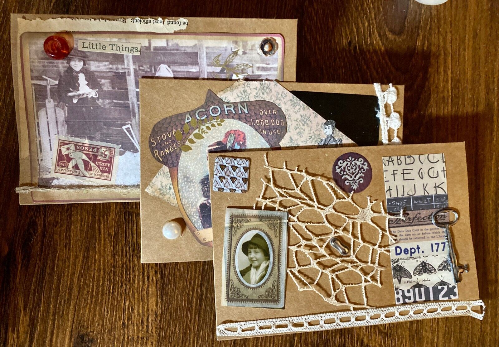 Vintage Style Hand Collaged Note Cards