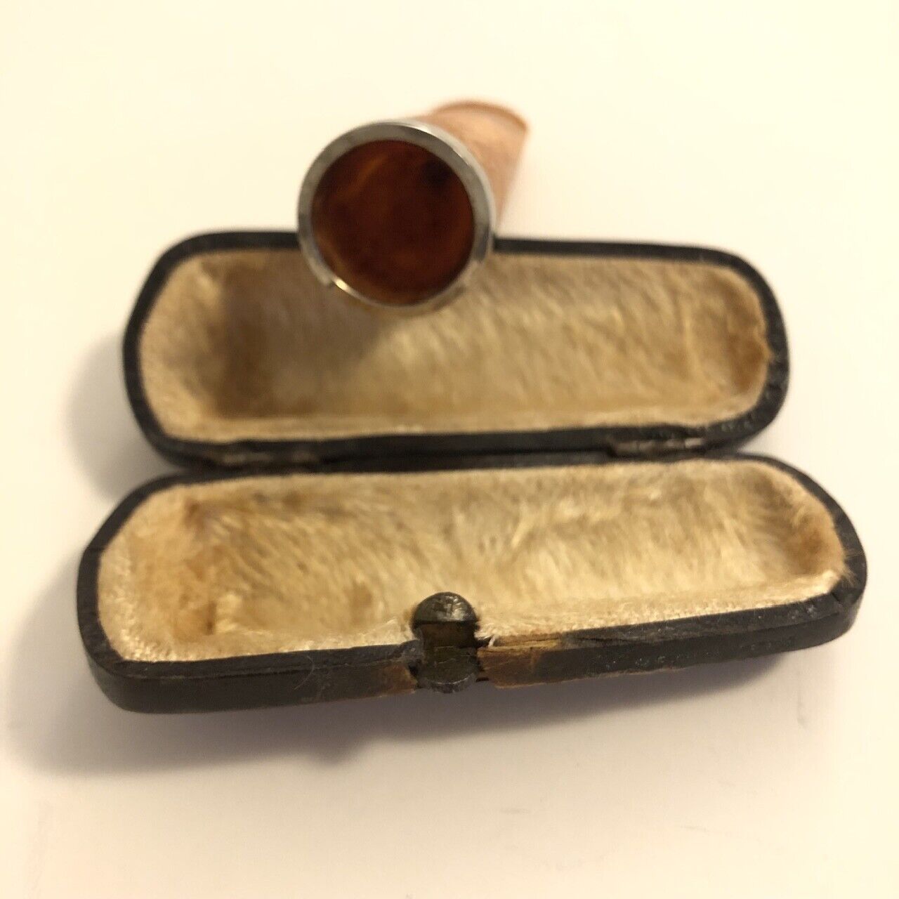 CLEANED Antique Amber CIGAR HOLDER with original case, made by Echt Bernstein