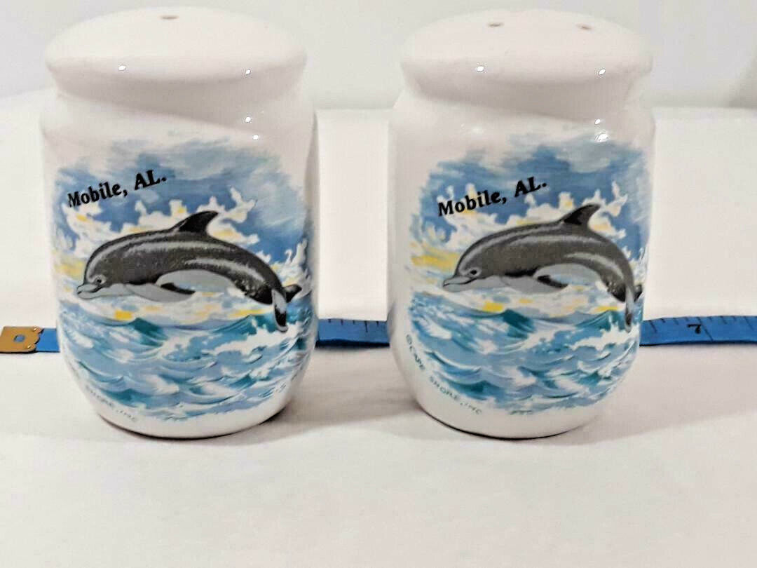 Vtg Mobile Alabama Dolphin Salt & Pepper Shakers ~ Ships FREE
